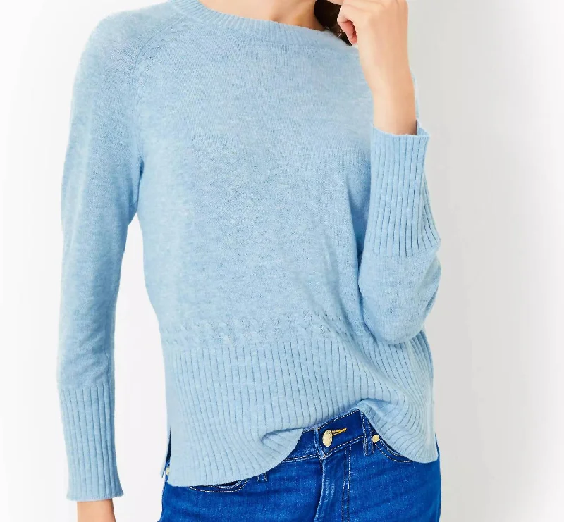 Vintage-Inspired Women's Apparel Vintage-Inspired Style Offers Salima Sweater In Heathered Bonaire Blue