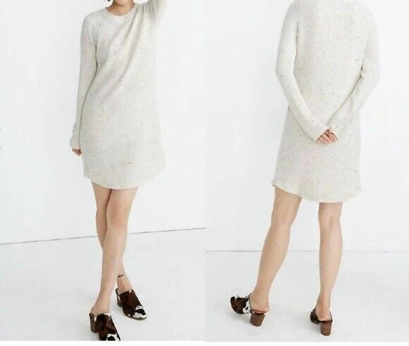 Women's Sporty Chic Clothes Top Brand Discounts Curved Hem Wool Blend Sweater Dress In Beige