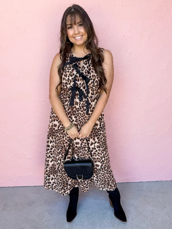 Chic Women's Attire Essentials On Sale Here We Are Leopard Midi Dress