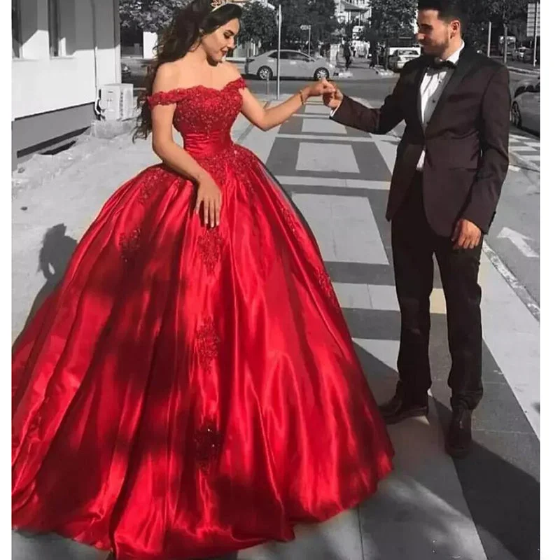 Women's Clothes For Work Events Enjoy Discount Off Shoulder Burgundy Wine Ball Gown Wedding Dress Lace Appliqued Off Shoulder Bridal Reception Gown WD7705