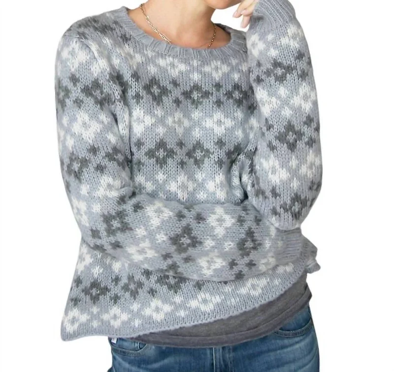 Affordable Women's Clothing Step Ahead, Lead The Trend Fair Isle Crew Sweater In Sterling Multi