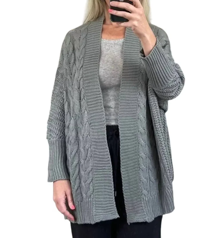 Affordable Women's Clothing Crazy Discounts, Hurry Up Cableknit Cardigan In Grey