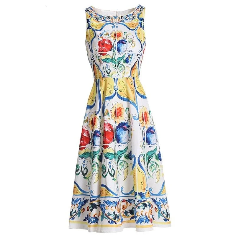 Sustainable Women's Clothing Flash Sale Summer Sleeveless Tank Gorgeous Floral Printed Dress