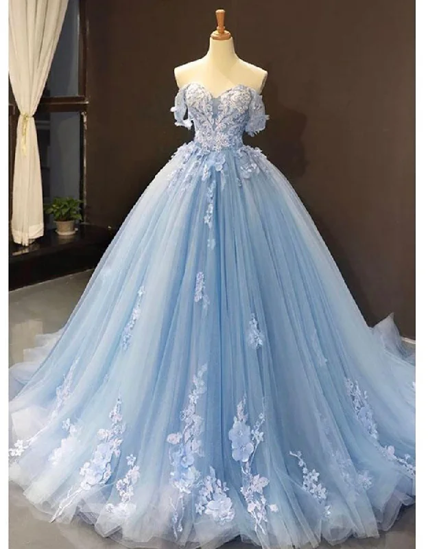 Women's Trendy Apparel Limited Stock, Big Discounts Siaoryne Skye Blue off the shoulder lace Sweet 16 Prom Quinceanera Dresses ,Blue Wedding Dress JP412