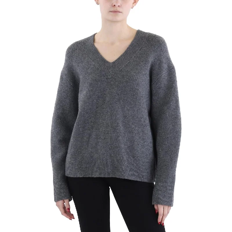 Women's Timeless Attire Bold Style Discounts Womens Knit Ribbed Trim V-Neck Sweater