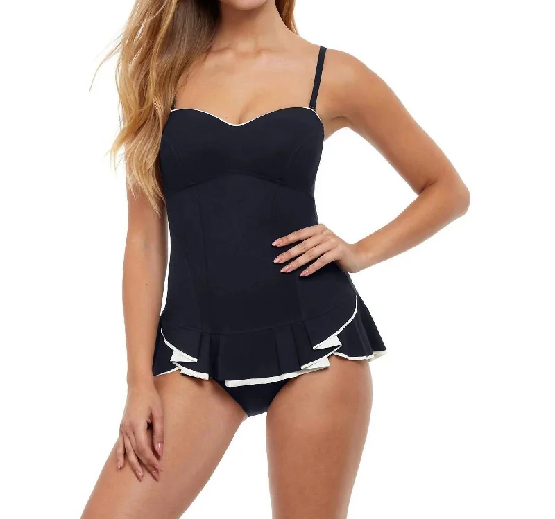 Women's Clothes For Work Events Limited Time Flash Sale Belle Curve Bandeau Strapless Swimdress In Black/white