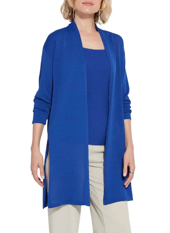 Stylish Women's Outerwear Apparel Exclusive Fashion Deals Avril Knit Duster In Cobalt Pop