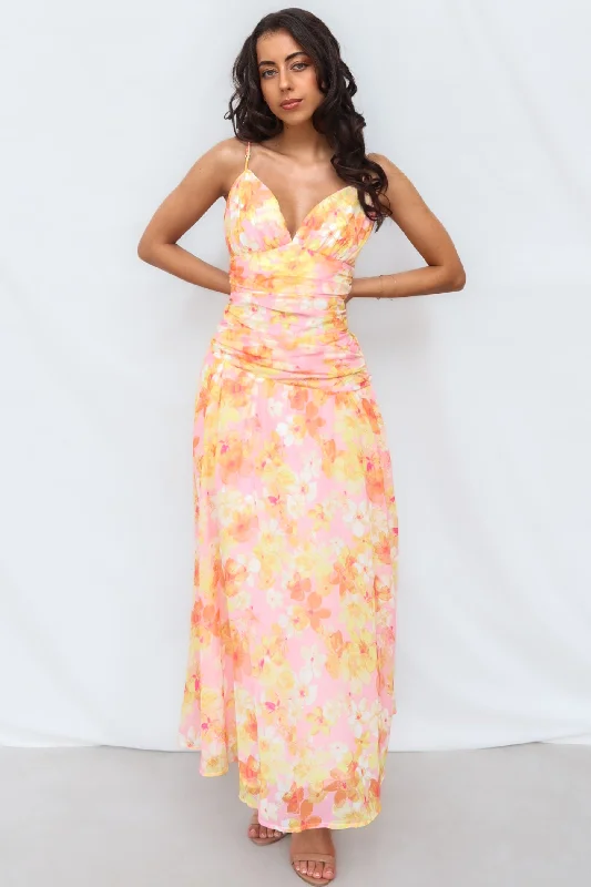 Women's Weekend Outfit Fashion Sale Yura Maxi Dress - Yellow Floral