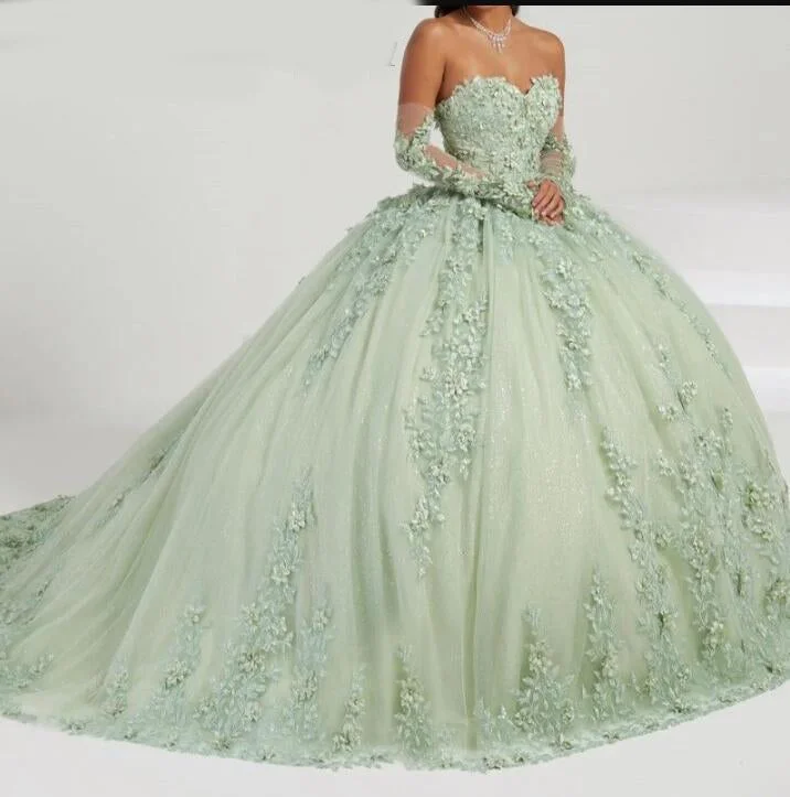 Charming Everyday Clothing For Women Luxury Fashion Discounts Fancy Sage Green Wedding dresses Women  Lace Prom Party  Gown WD4611