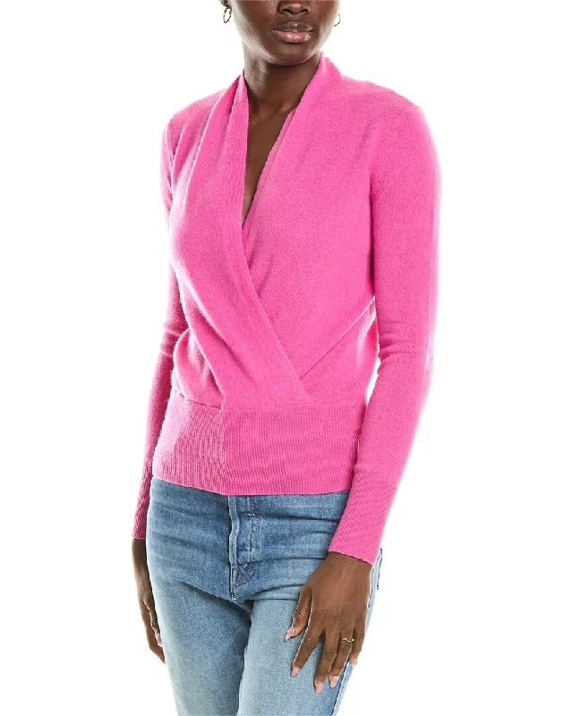 Women's Clothes And Apparel Sets Holiday Attire Sale sofiacashmere Modern Faux Wrap Cashmere Sweater