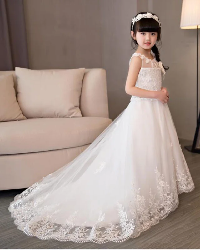 Women's Festive Attire Shop The Hottest Deals White Lace Little Girls Wedding Dress Child Flower Girls Dresses