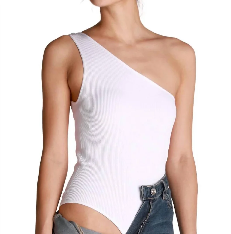 Elegant Women's Attire Trendy Women'S Wear Collection One Shoulder Bodysuit In White