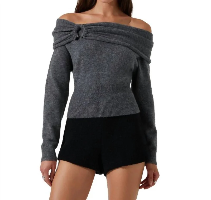 Vintage Clothing For Women Limited Stock, Big Discounts Wylie Off Shoulder Sweater In Charcoal