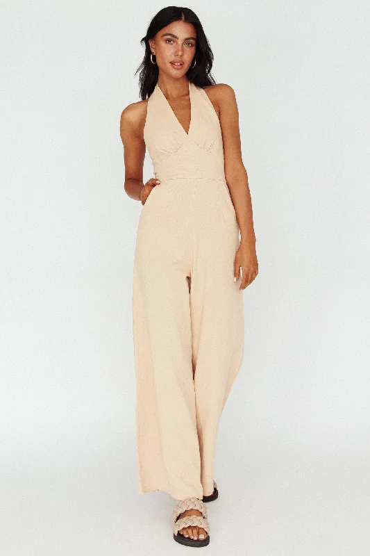 Women's Urban Clothing Quick Grab Deals Hilaria Halterneck Jumpsuit Beige