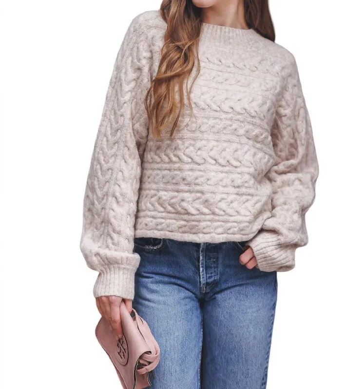 Stylish Outerwear Clothing For Women Must Haves Marina Cable Knit Sweater In Oatmeal