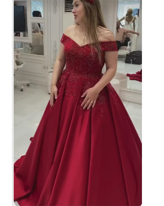 Modern Women's Apparel Seasonal Trends 2023 Burgundy Wine Wedding Dress  Ball Gown with Beading