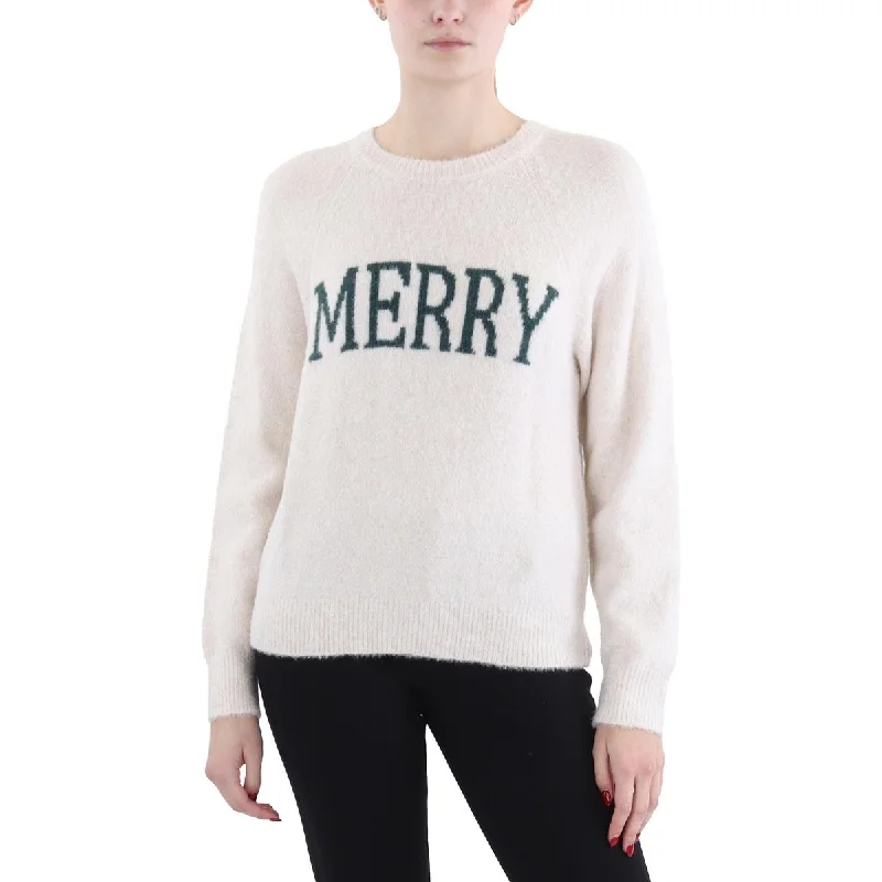 Women's Romantic Outfit Exclusive Sale Womens Knit Ribbed Trim Christmas Sweater