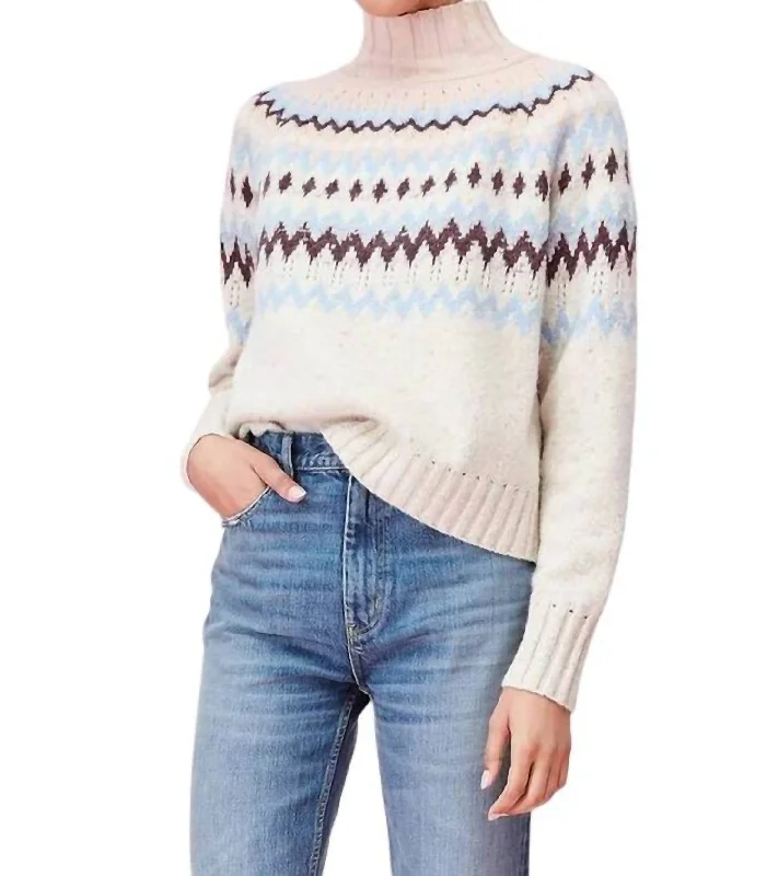 Timeless Women's Clothes Seize Bargains Cozy Wool Fairisle High Neck Pullover In Beige