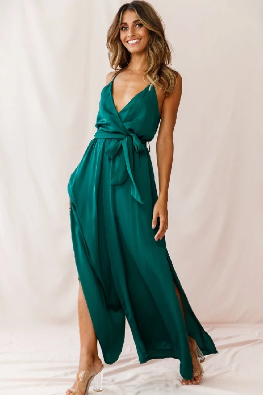 Women's Fashion-Forward Apparel Fashion Forward Miso Wide-Leg Cami Jumpsuit Forest Green