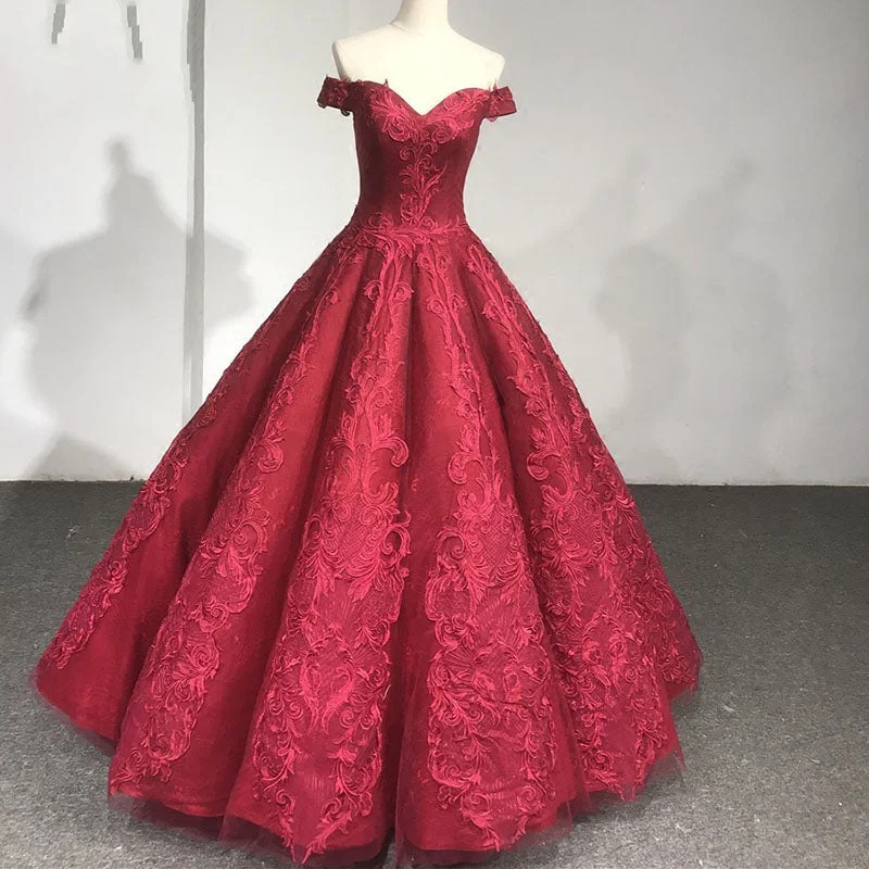 Women's Contemporary Apparel Special Offer Burgundy Ball Gown Lace Wedding Dresses Quinceanera Dress 2022 Formal Prom Gown WN219