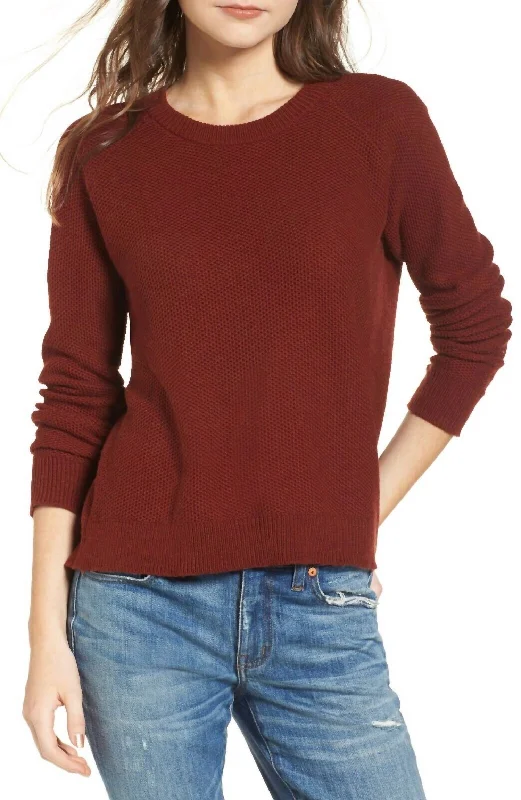 Women's Chic Apparel Vibrant Style Promotions Province Cross Back Pullover Sweater In Burnt Mahogany