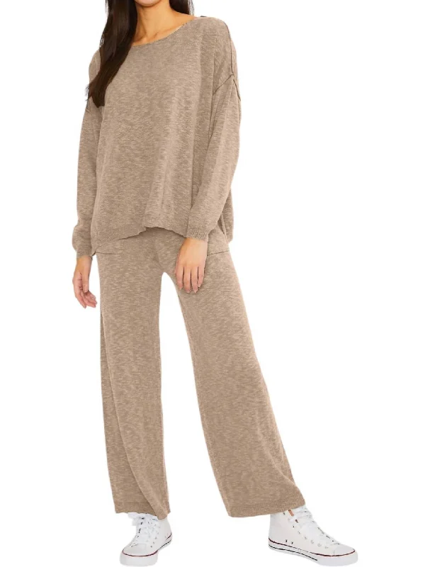 Casual Chic Clothing For Women Additional Time-Limited Offers Sweater Top And Pants In Mocha