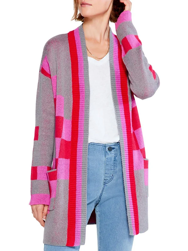 Women's Clothing Apparel Sets Fashion Sale Checked Away Womens Knit Open Front Cardigan Sweater