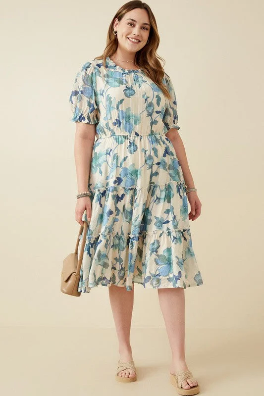 Women's Trendy Attire Premium Style Plus "Feeling It" Floral Midi Dress