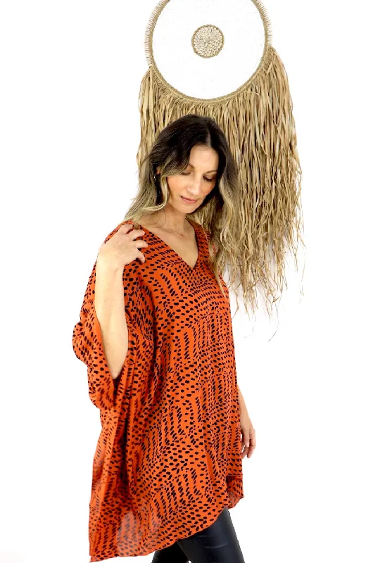 Fashion Forward, Function First Short Kaftan Heavens Rain in Rust