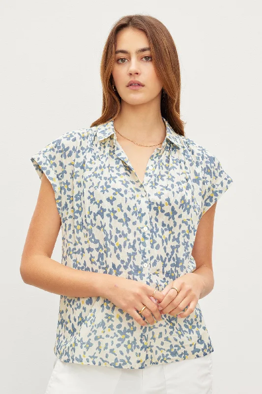 Modish Fashion Discounts PAULETTE FLORAL BUTTON FRONT TOP