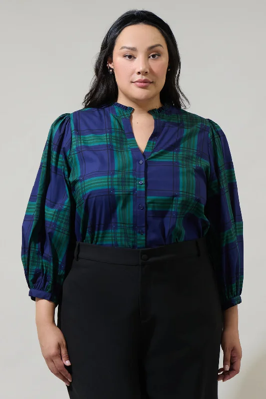 Limited Stock, Big Sale Harrisville Plaid Ima Button Up Top Curve