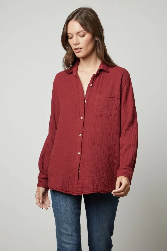 Step Ahead, Lead The Trend MARGO COTTON GAUZE BUTTON-UP SHIRT