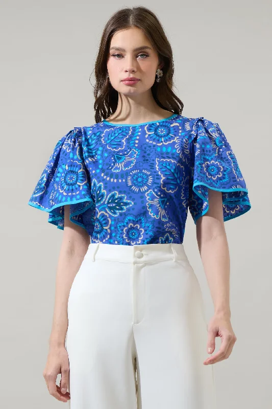 Fashion Forward, Function First Kenner Floral Sydne Flutter Sleeve Top