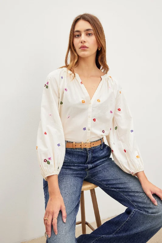 Smart Casual Deals ARETHA EMBROIDERED BOHO TOP