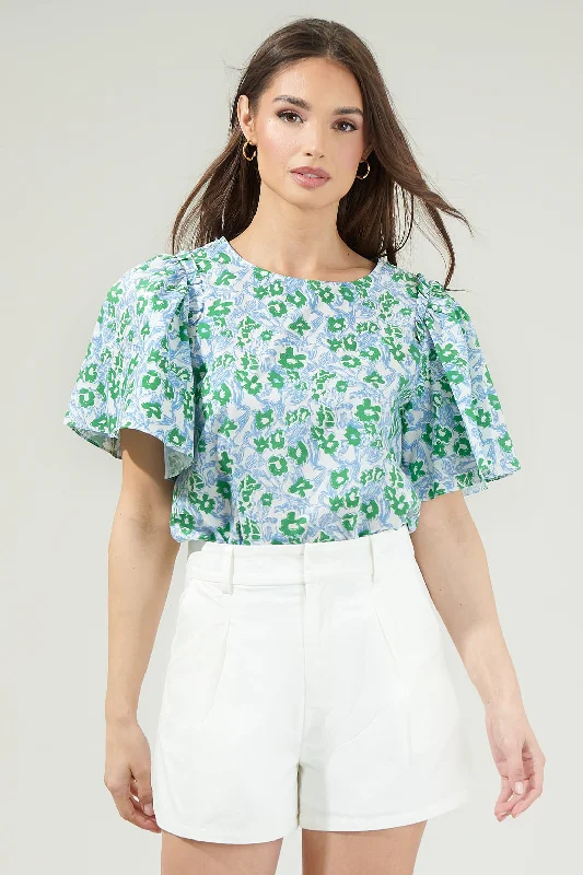 Best Deals Of The Season Gianna Floral Tune Puff Sleeve Top