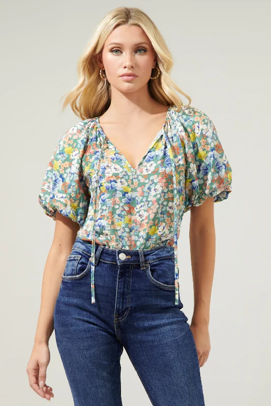 Hurry Before It's Gone Manchester Floral Overseas Balloon Sleeve Top