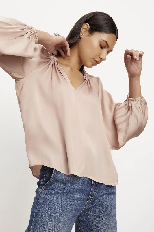 Gift Ideas NORIA SATIN PEASANT TOP