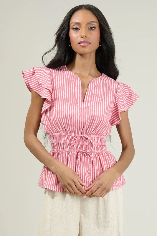 Shop Sales Sandy Striped Ruffle Top