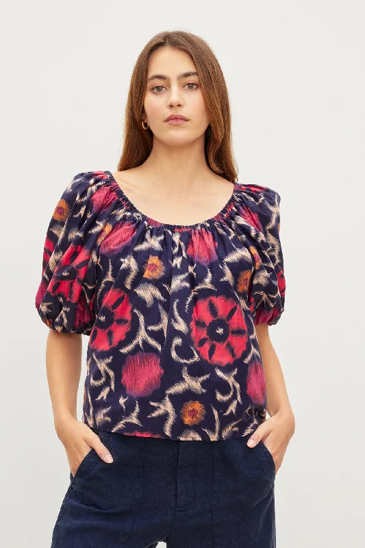 Timeless Style Promotions EDLIN PRINTED SILK COTTON VOILE TOP