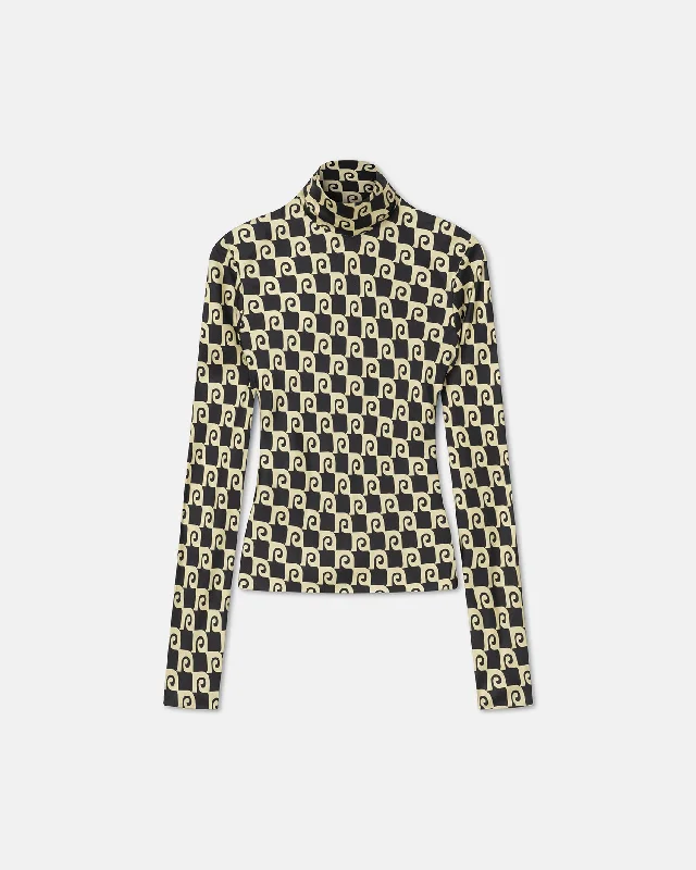 Absurdly Cheap Sale Mikela - Printed Silk-Twill Turtleneck Top - Diamond Check