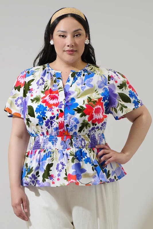 Fashion Sale Amania Floral Sarina Smocked Peplum Top Curve