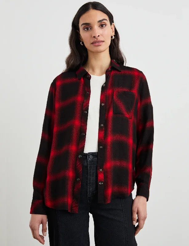 Premium Fashion Hunter Plaid Flannel, Diffused Cardinal Black