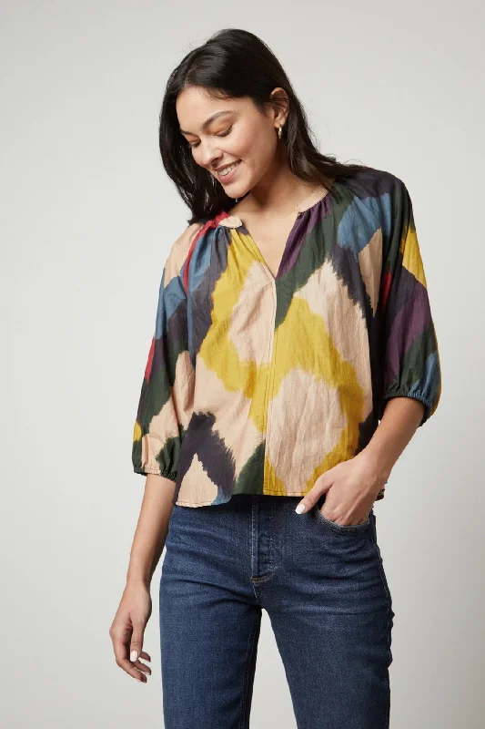 Cozy Chic Promotions LIZETTE PRINTED BOHO TOP