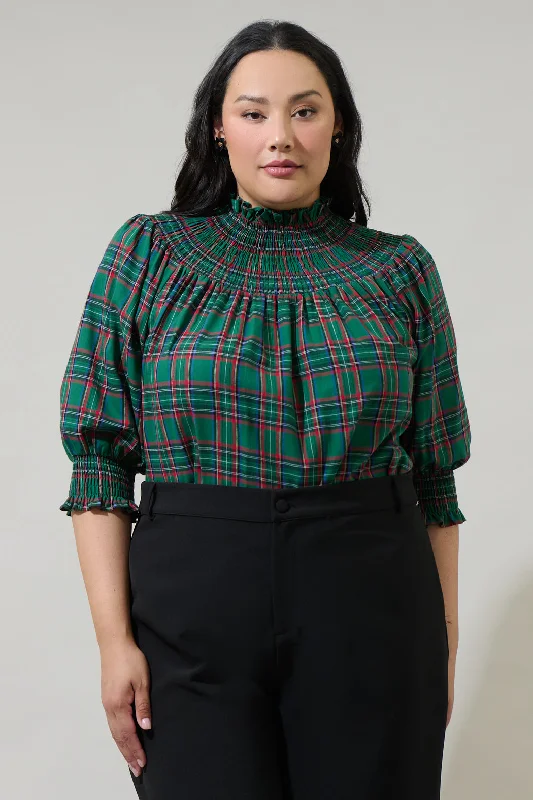 Flash Sale Fever Jace Plaid Verity Smocked Top Curve