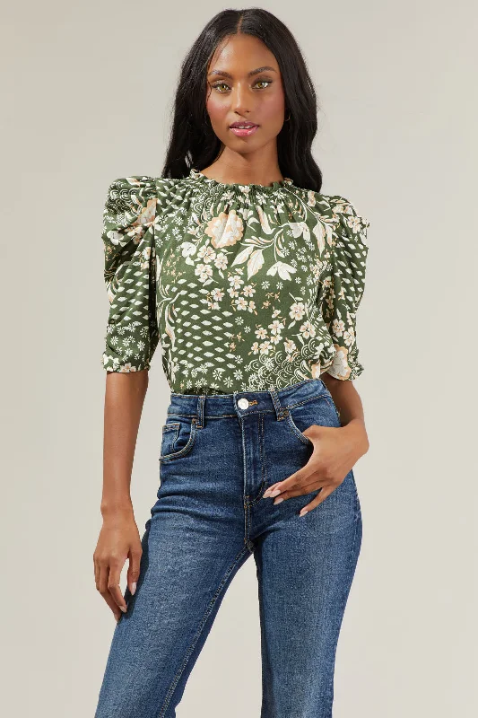 Mega Sales Fernwood Floral Drape Sleeve Top