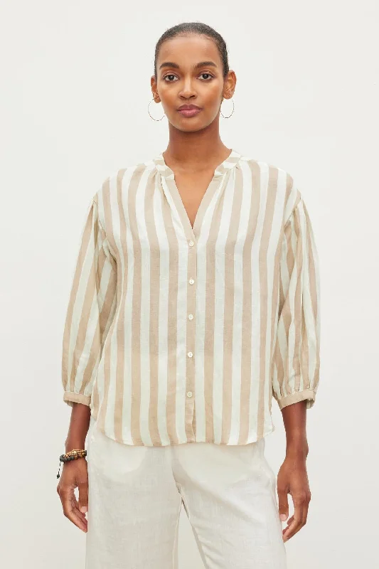 Flash Sales GABBY STRIPED LINEN TOP