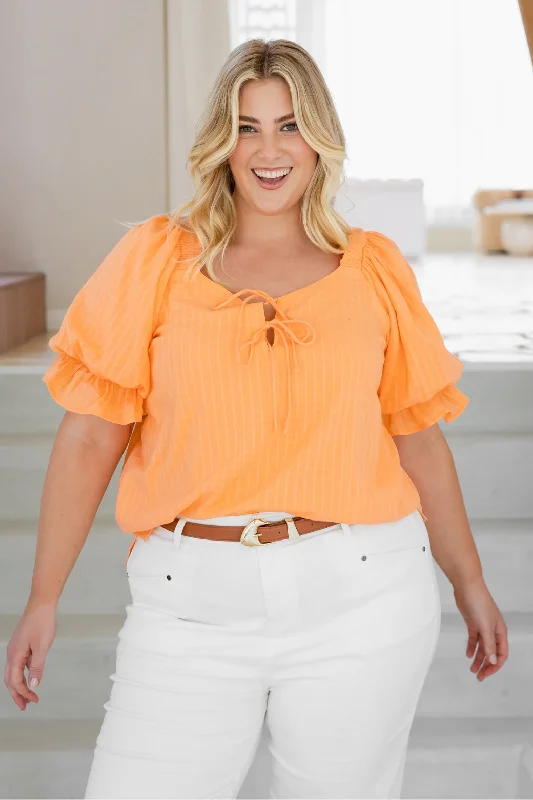 Budget Friendly Isabella Puff Sleeve Top Papaya