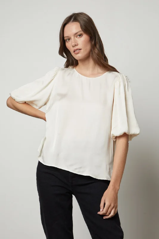 Ride The Style Wave DESI SATIN PUFF SLEEVE TOP