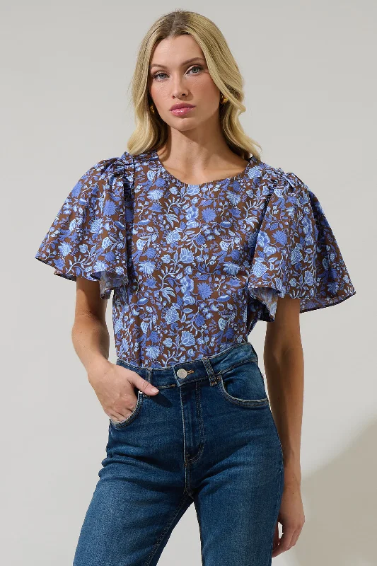 New Season Fashion Preview Sale Bruceton Floral Tune Puff Sleeve Top