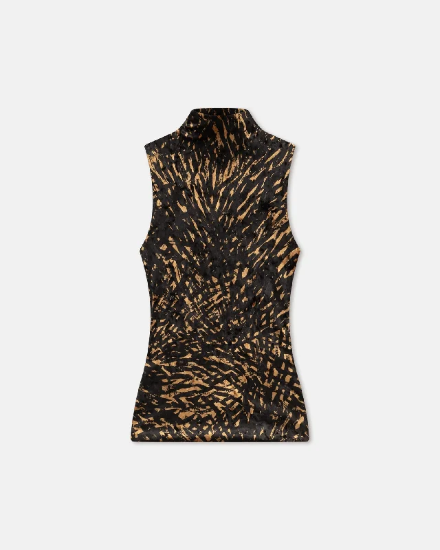 Chic And Edgy Annyka - Printed Crushed-Velvet Top - Fur Stroke Animal